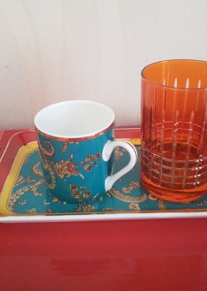 Lucky Art Frances Bone Tepsili Tek Kişilik Türk Kahvesi Fincanı - Görsel 3