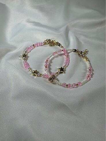 Pink butterfly star bileklik 2li