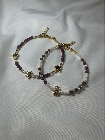 Purple butterfly star bileklik 2li