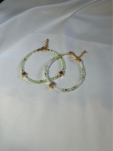 Green butterfly two star bileklik 2li