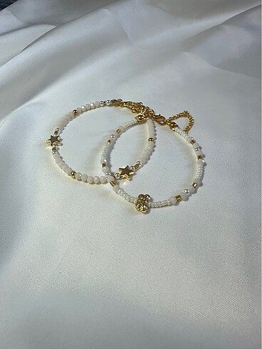 White butterfly two star bileklik 2li