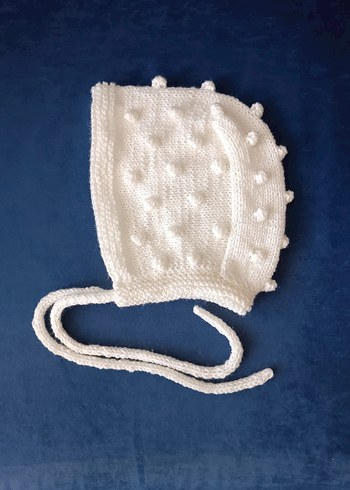 Beyaz Örgü Lora Bebek Şapkası - Görsel 2