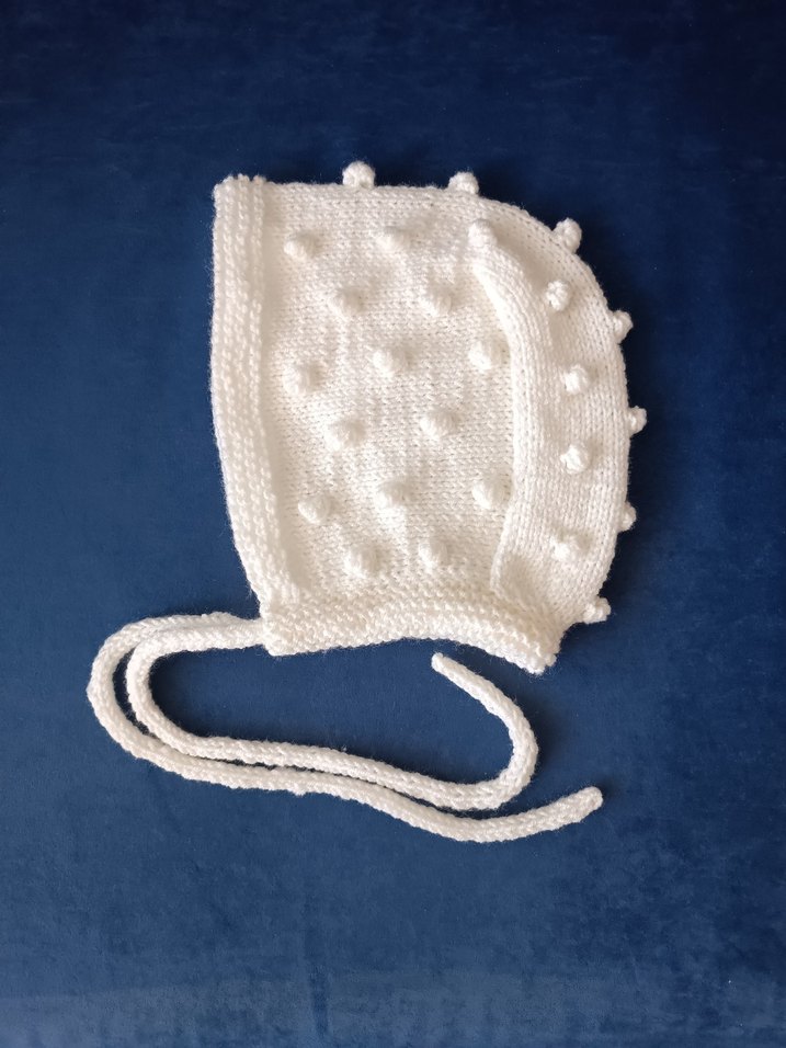 Beyaz Örgü Lora Bebek Şapkası - Görsel 2