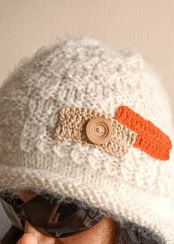 Örgü Beyaz Kadın Bere - Görsel 7