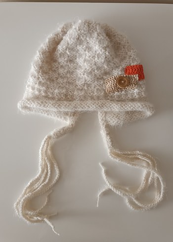 Örgü Beyaz Kadın Bere - Görsel 4