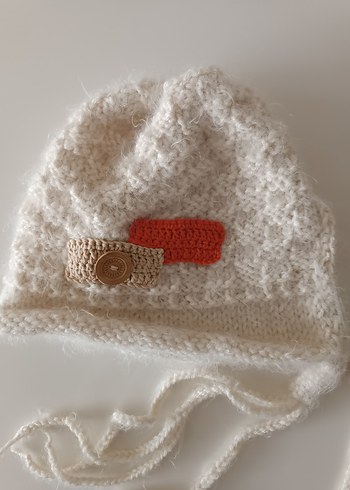 Örgü Beyaz Kadın Bere - Görsel 5