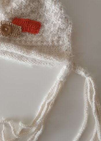 Örgü Beyaz Kadın Bere - Görsel 6