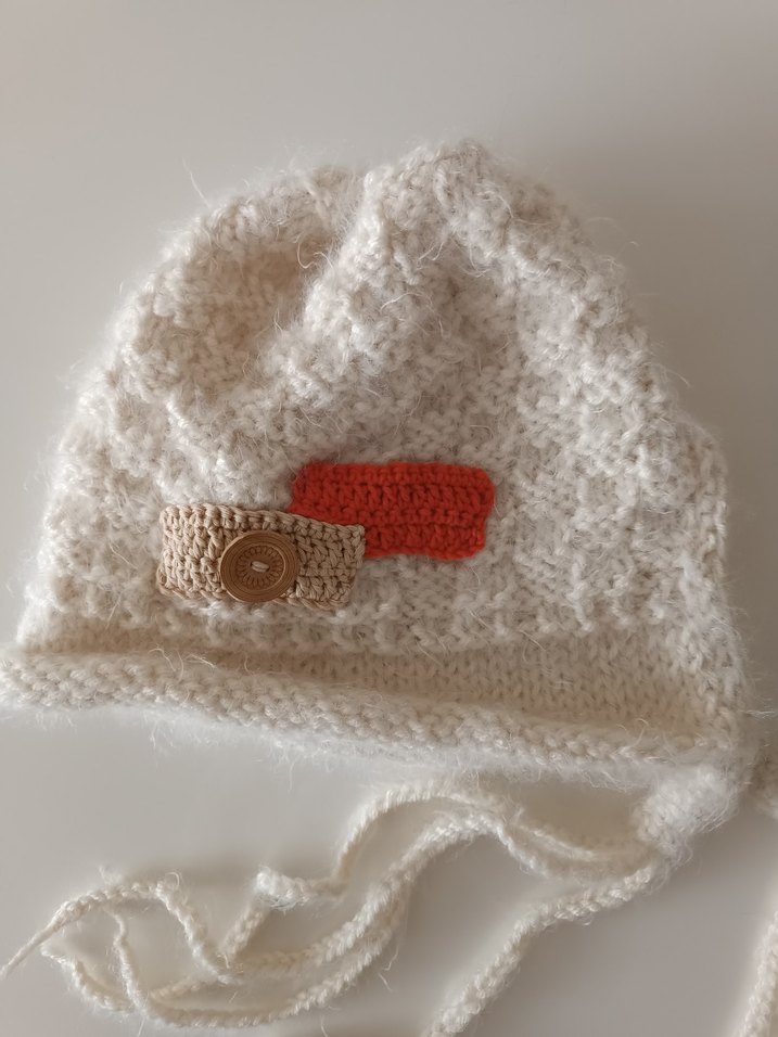 Örgü Beyaz Kadın Bere - Görsel 5