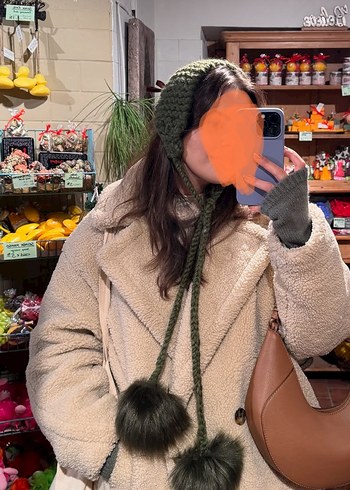 Gri Kadın Pon Ponlu Kulaklık - Görsel 3