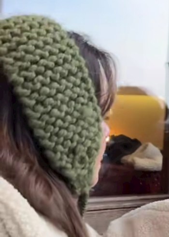 Gri Kadın Pon Ponlu Kulaklık - Görsel 4