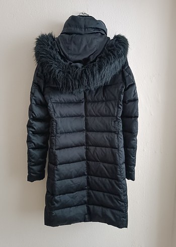 Siyah Uzun Kadın Kışlık Mont Kürklü - Görsel 2