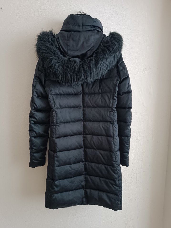 Siyah Uzun Kadın Kışlık Mont Kürklü - Görsel 2