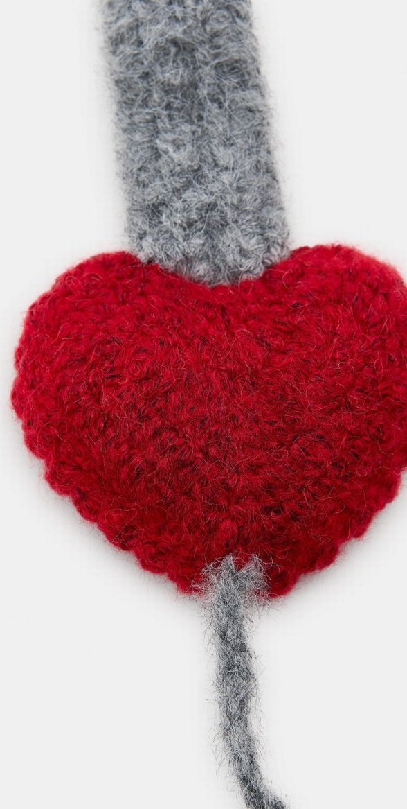 Kalp Ponponlu Örgü Kulaklık - Görsel 4