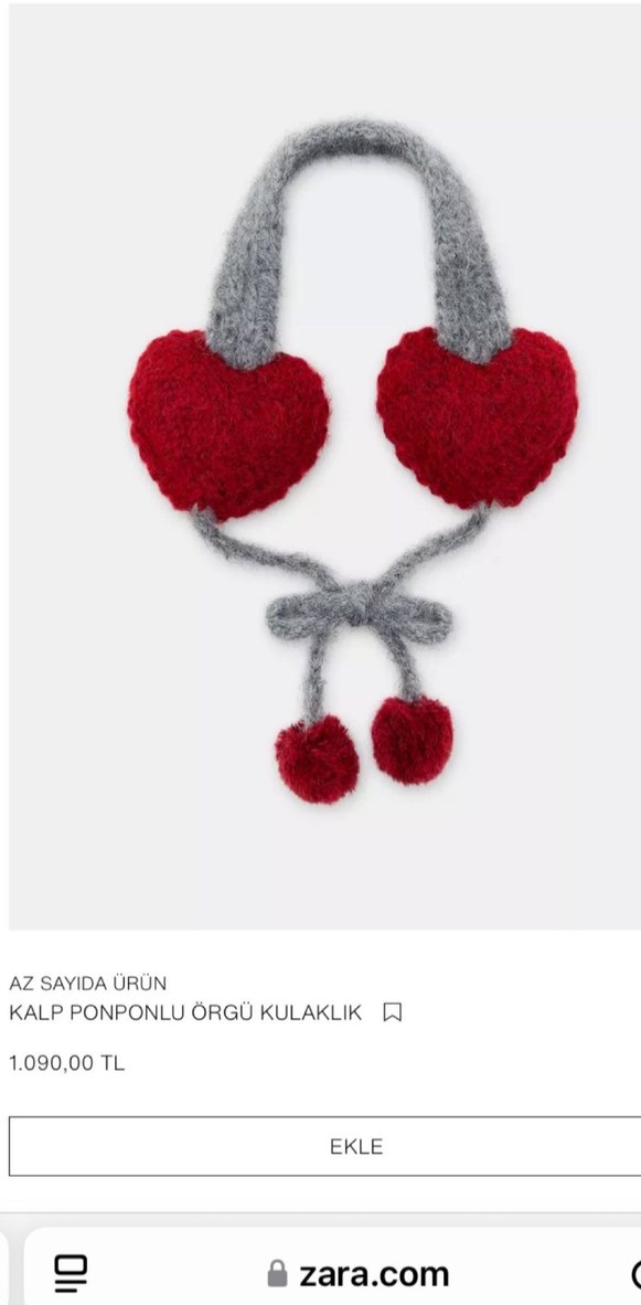 Zara Model Kalp Ponponlu Örgü Kulaklık - Görsel 3