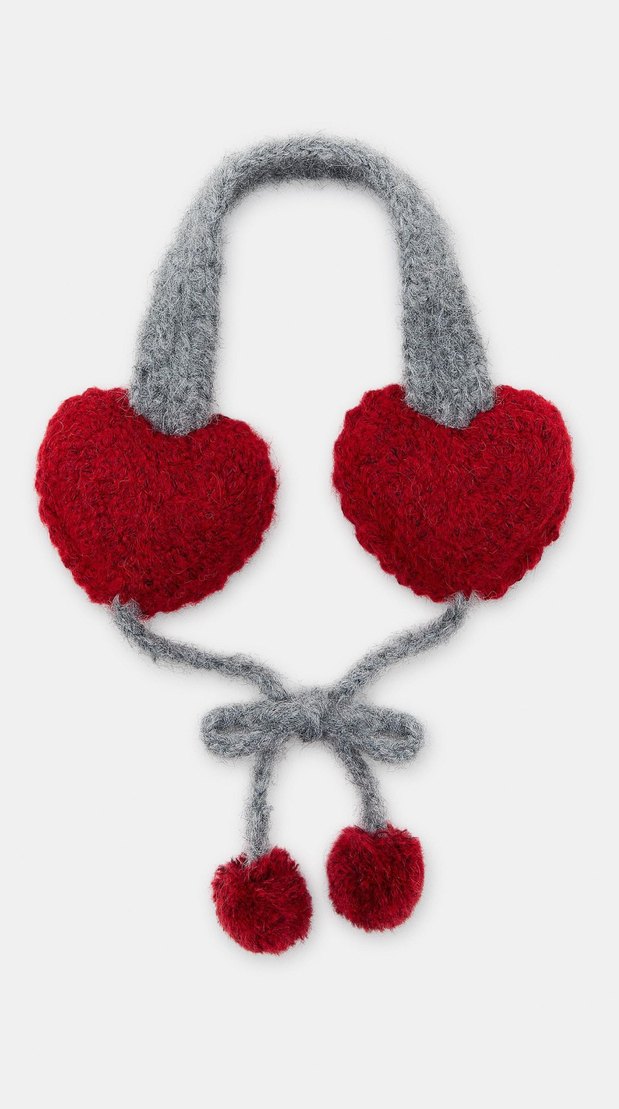 Zara Model Kalp Ponponlu Örgü Kulaklık - Görsel 5