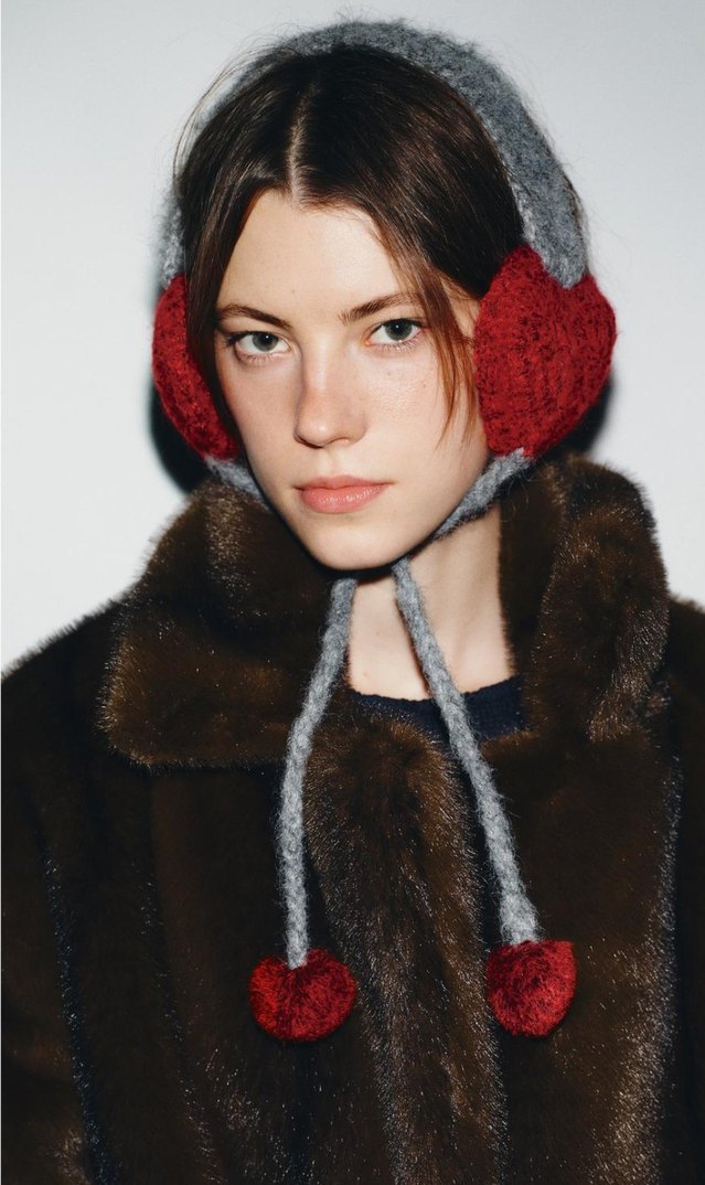 Zara Model Kalp Ponponlu Örgü Kulaklık - Görsel 2