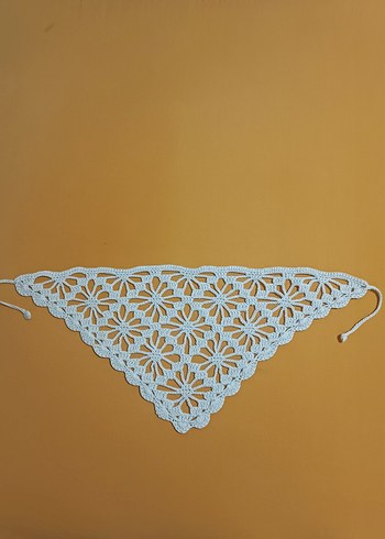 Zara Dantel Detaylı Beyaz Örgü Bohem Bandana