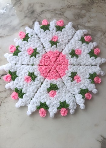 Pembe ve Beyaz El Örgüsü Yuvarlak lif