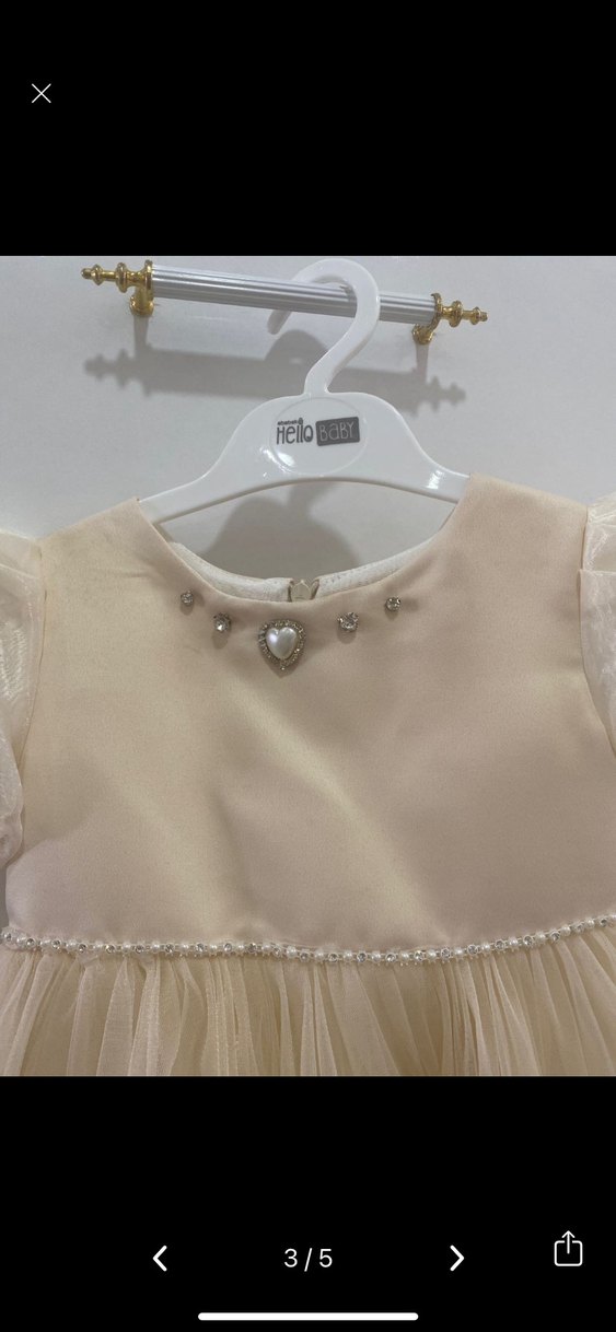 Bej Kız Çocuk Klasik Elbise - Görsel 2