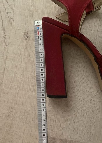 Bordo Platform Topuklu Kadın Abiye Ayakkabı - Görsel 4