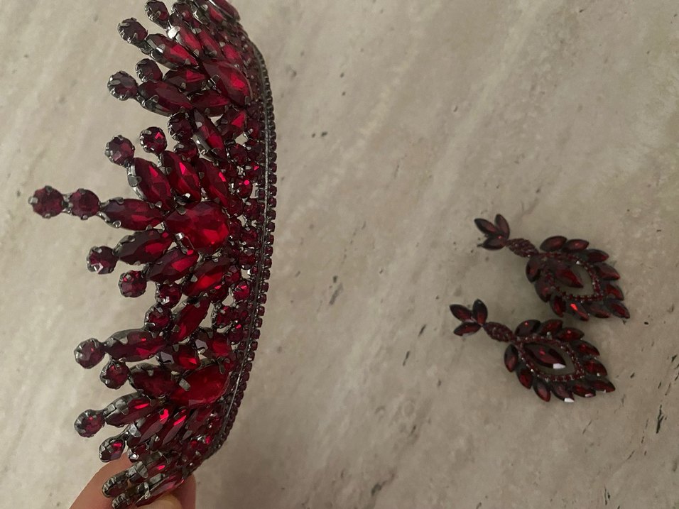 Bordo Payetli Vintage Kadın Saç Aksesuarı - Görsel 3