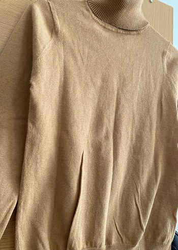 Bej Kadın Boğazlı Triko Kazak - Görsel 2