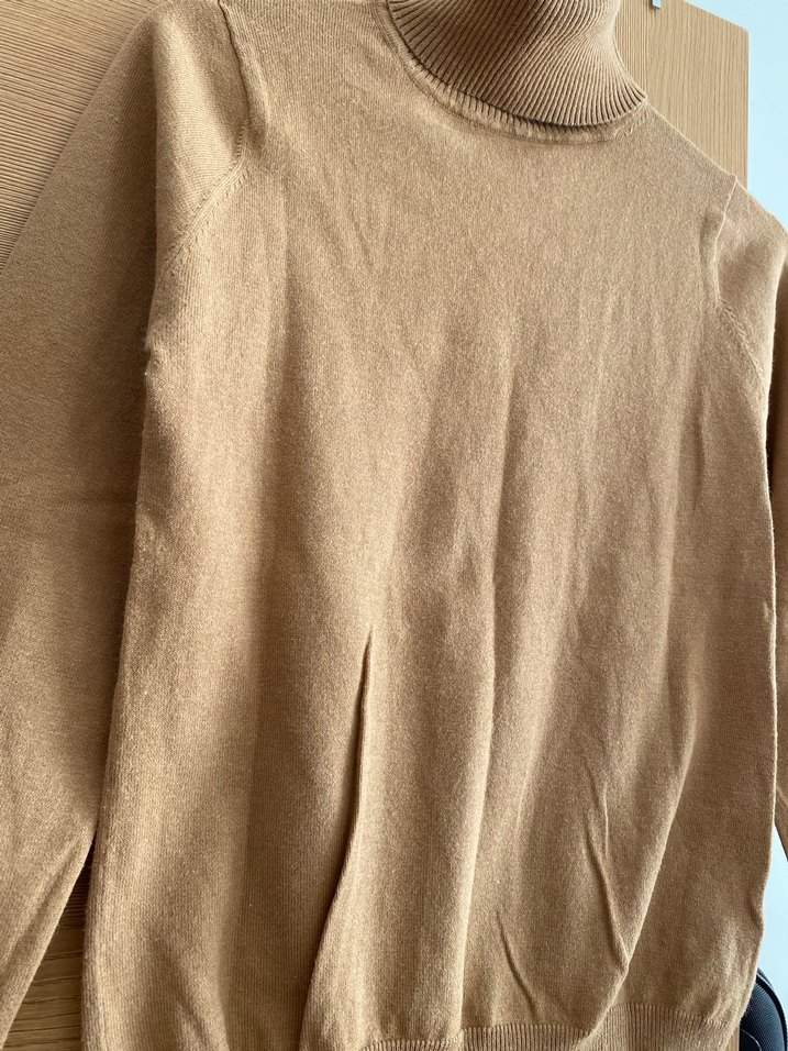 Bej Kadın Boğazlı Triko Kazak - Görsel 2