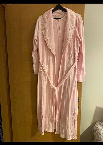 Pembe Düğmeli lohusa gecelik takım - Görsel 3