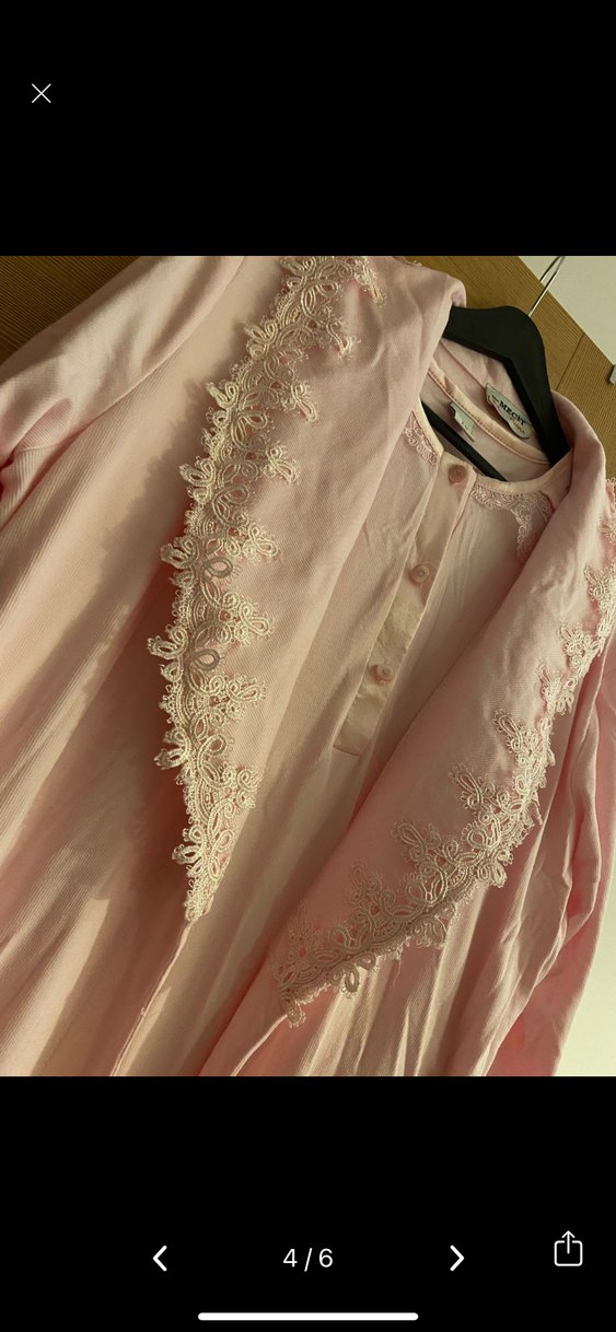 Pembe Düğmeli lohusa gecelik takım - Görsel 2