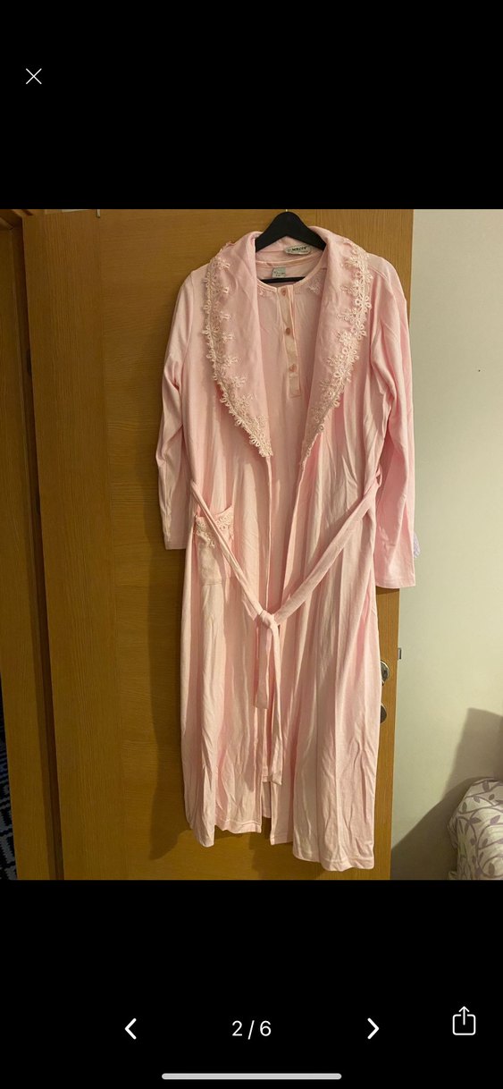 Pembe Düğmeli lohusa gecelik takım - Görsel 3