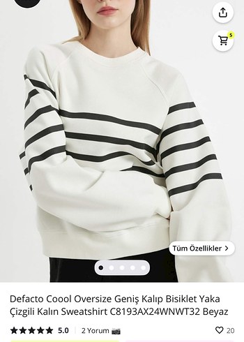 Siyah Çizgili Beyaz Kadın Sweatshirt - Görsel 2