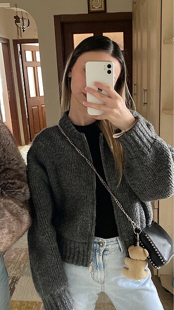 Zara gri fermuarlı hırka