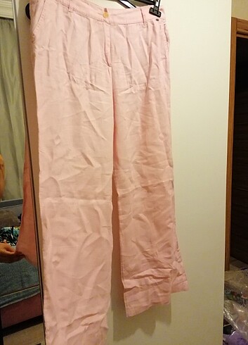 40 Beden pembe Renk Pudra rengi keten pantalon