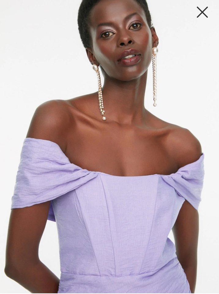 Balenli Lila Elbise - Görsel 2