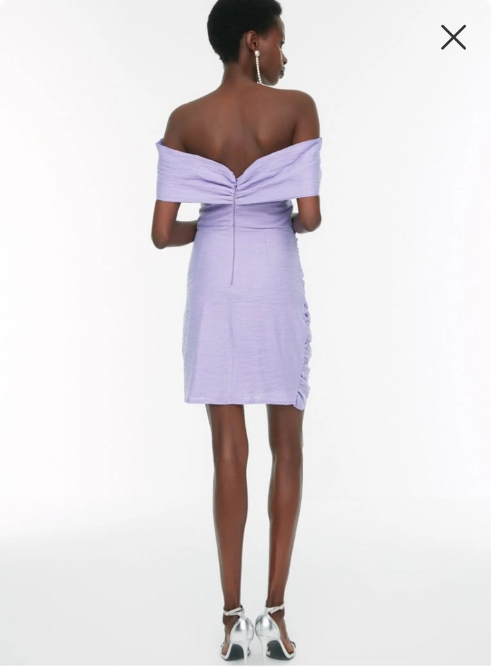 Balenli Lila Elbise - Görsel 5