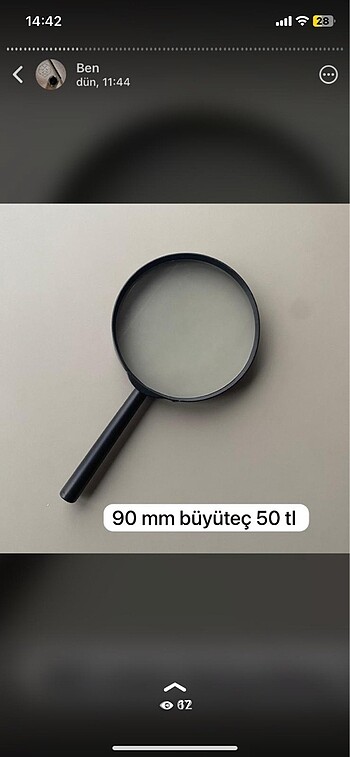 Büyük boy 90 mm büyüteç