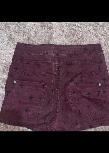 Bordo gotik Haçlı şort - Görsel 5