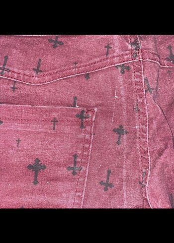 Bordo gotik Haçlı şort - Görsel 6