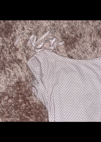 Düşük omuz Puantiyeli bluz - Görsel 3