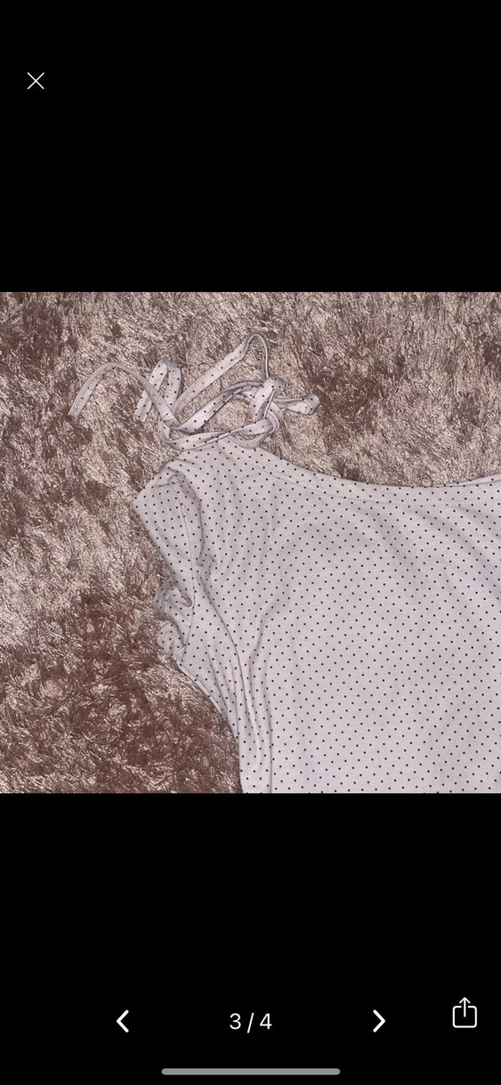 Düşük omuz Puantiyeli bluz - Görsel 3