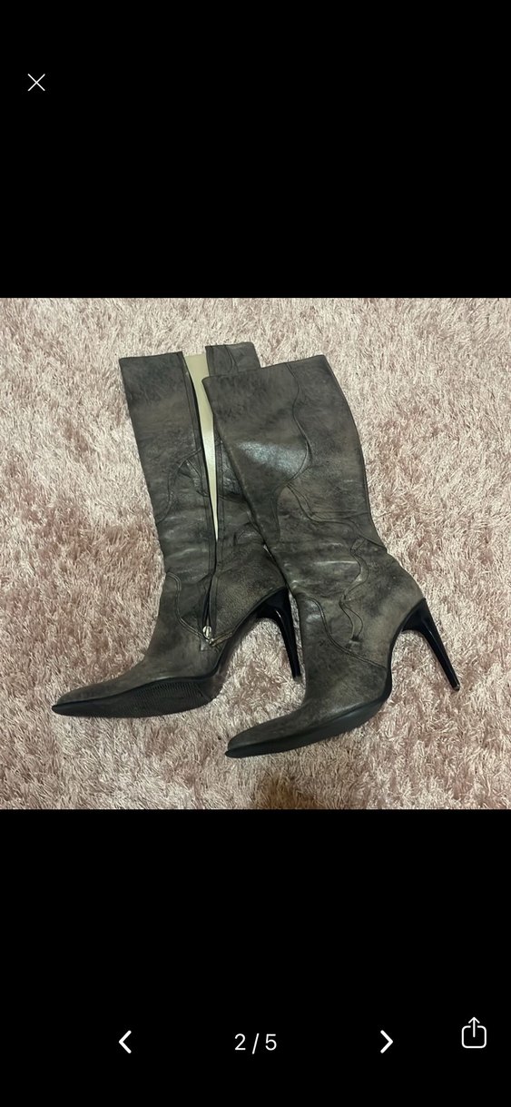 Vizon  gerçek Deri Desenli Diz Boyu Çizme - Görsel 2