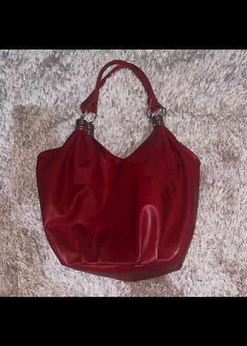 Kırmızı Deri Kadın Çanta - Görsel 3