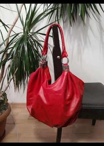 Kırmızı Deri Kadın Çanta - Görsel 2