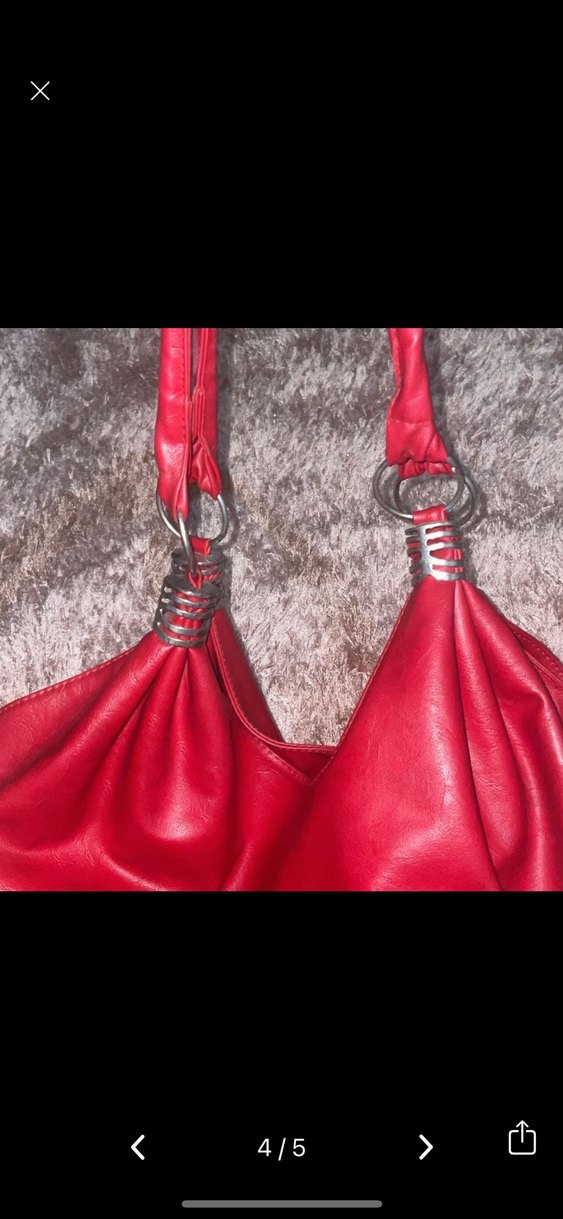 Kırmızı Deri Kadın Çanta - Görsel 4