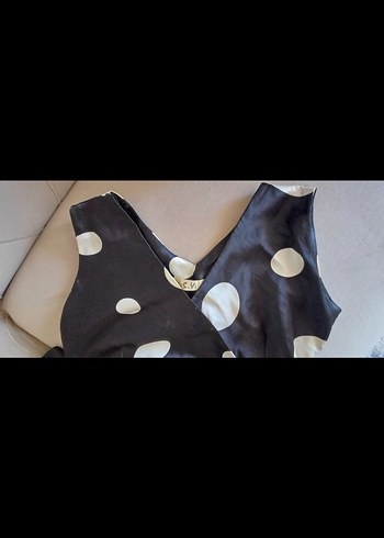 Puantiye Desenli Siyah Uzun elbise - Görsel 4