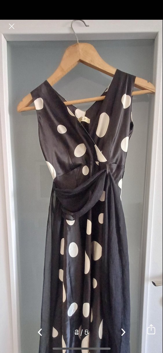 Puantiye Desenli Siyah Uzun elbise - Görsel 2