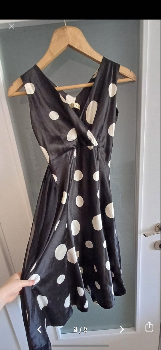 Puantiye Desenli Siyah Uzun elbise - Görsel 3