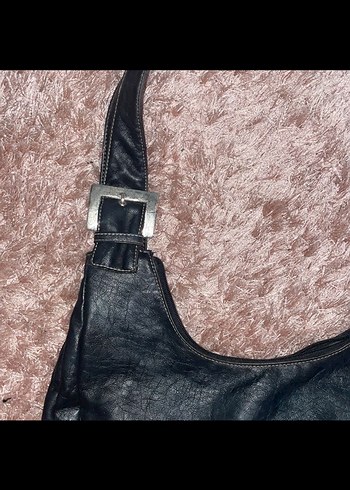 Siyah Vintage Deri Kadın Çanta - Görsel 2