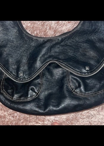 Siyah Vintage Deri Kadın Çanta - Görsel 3