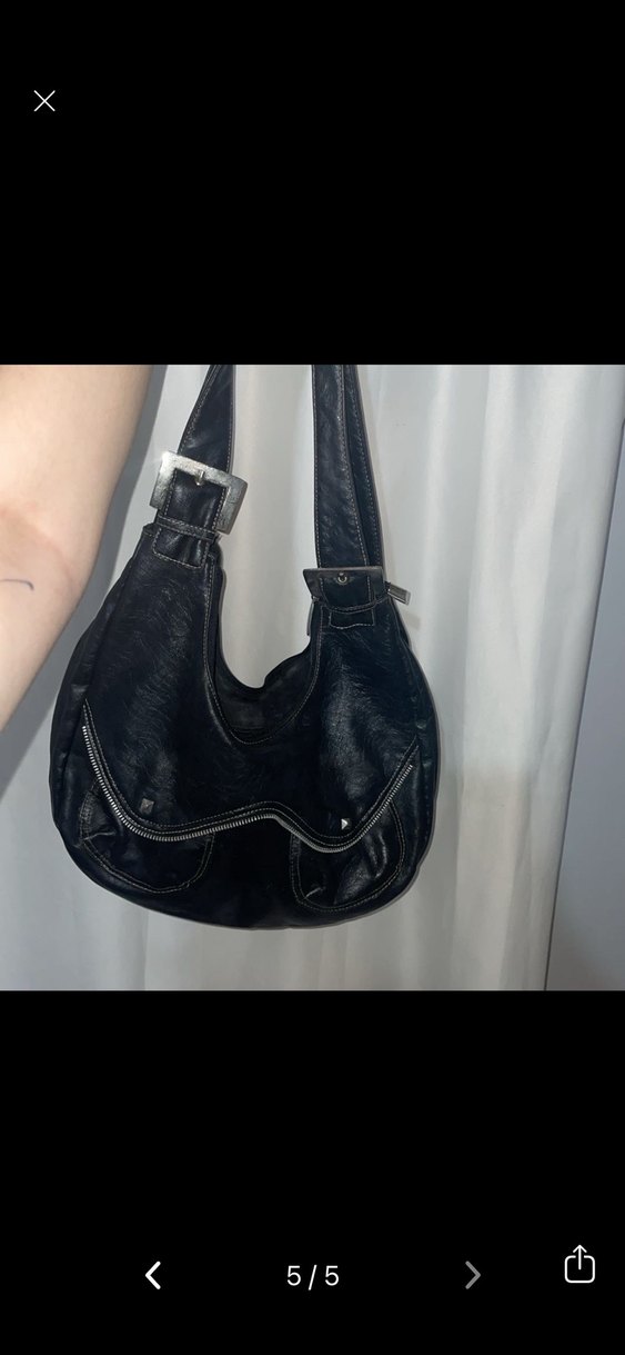 Siyah Vintage Deri Kadın Çanta - Görsel 5